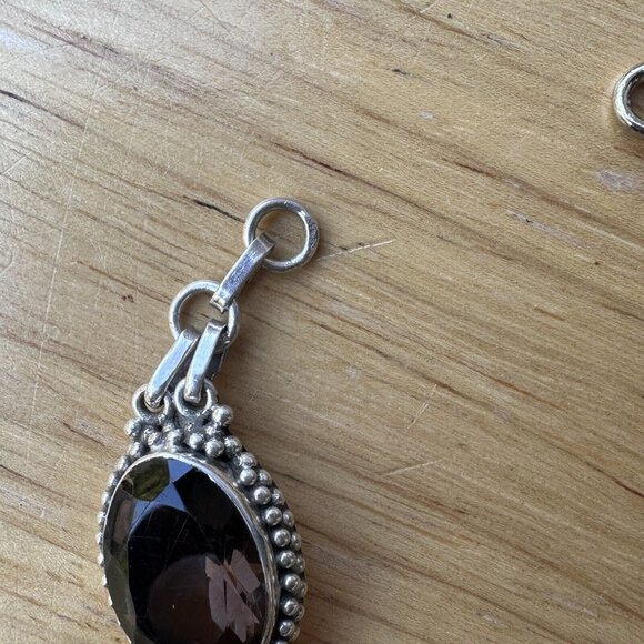 VTG Link Bracelet 6.75 Smoky Quartz Oval Shape Gems 925 Sterling Silver 32.9g - Picture 8 of 10